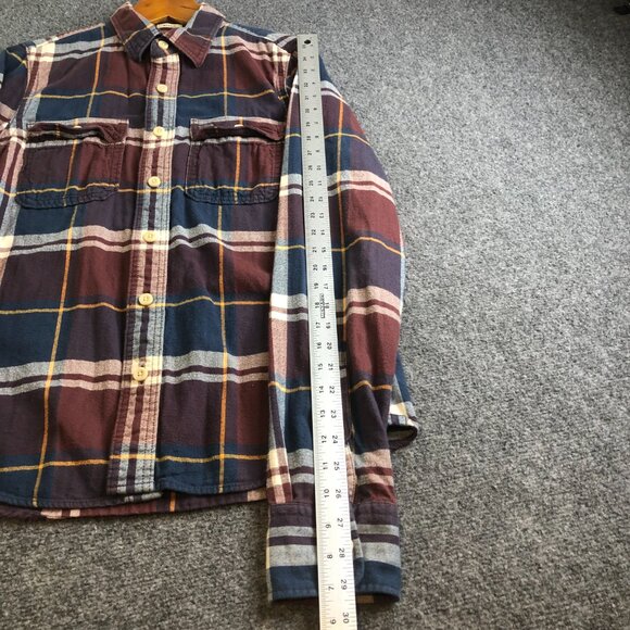 Abercrombie Fitch Shirt Mens Medium Blue Red Flannel Muscle Plaid Long Sleeve - Picture 5 of 9